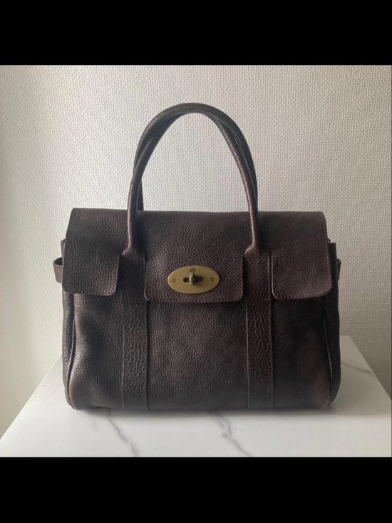 Mulberry Handbags - Mulberry Dark Brown Leather Satchel with Gold Turn-Lock